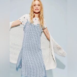 FREE PEOPLE  Margot Twofer Slip Dress-Blush Cream Floral Underdress size 2